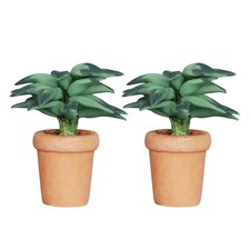 2PCS Mini Plant Figurines: Mini Artificial Plants Decor for 1:12 Scale