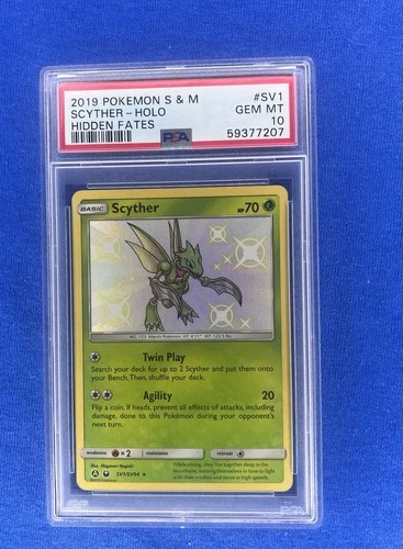 2019 Pokemon Scyther Holo SV1/SV94 Hidden Fates PSA 10