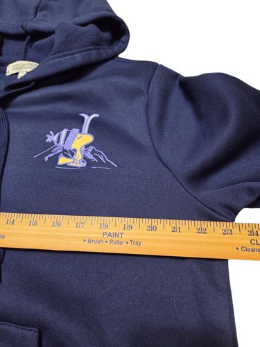PEANUTS SNOOPY WOODSTOCK Pullover Fleece Hoodie L Navy Apres Ski Club - Picture 7 of 12