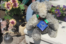VINTAGE REAL FUR TEDDY BEAR CURLY GOTLAND SHEEPSKIN SILVER ARTIST ANNA ROOTH 13"