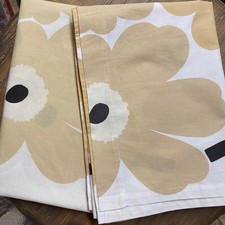Marimekko UNIKKO Fabric Set of Curtain and Table Runner White/Beige Cotton