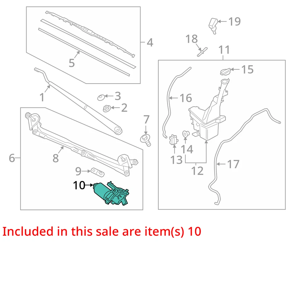 Motor limpiaparabrisas delantero KIA SOUL 2016 OEM 98110B2000 usado 85 k millas Foto 3 de 4