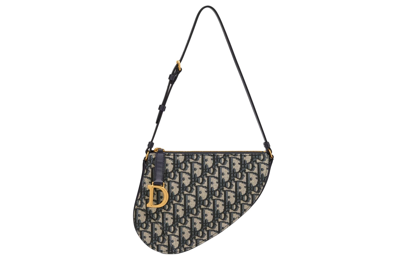 Dior Saddle Casual Trendy Zipper Closure Jacquard Fabric Saddle Bag