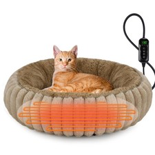 INVENHO Heated Cat Beds for Indoor Cats and Small Dogs, 20 Cozy Donut Heated ...