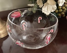 Artland   The Candy Cane Collection  Candy Bowl Handblown 6  wide 3.5  deep