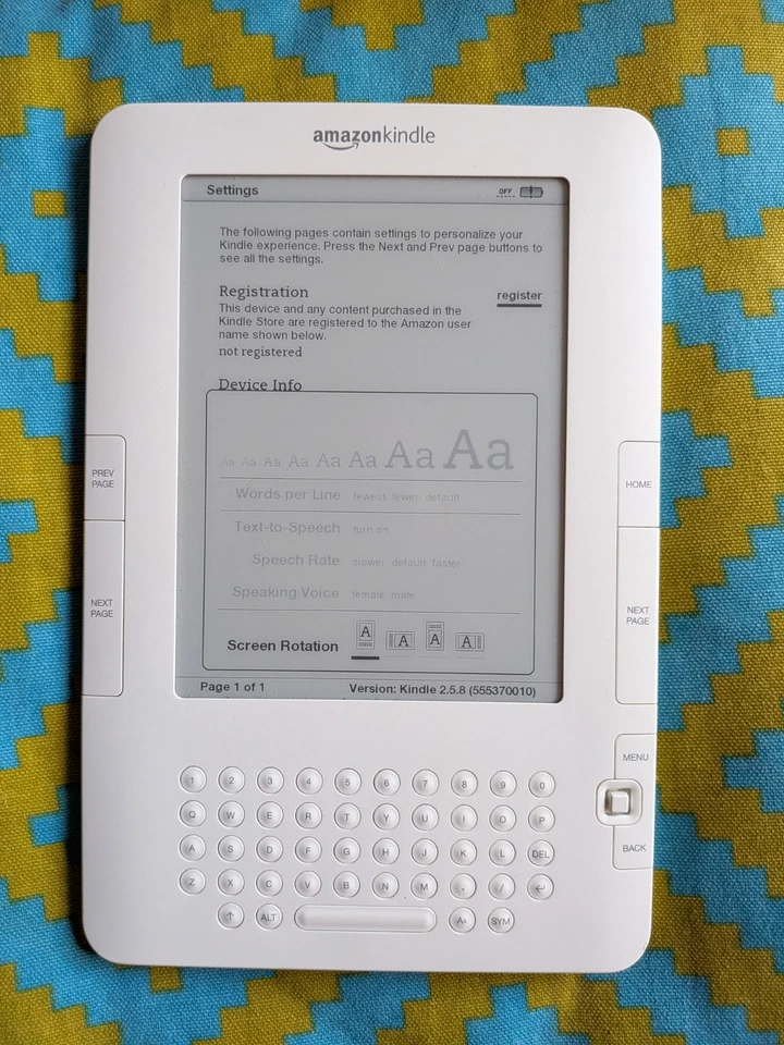 Amazon Kindle D00511 Vintage E-Reader. 2GB. Kindle 2, White, 2nd generation - Image 4 of 4