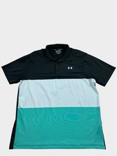 Black Teal Under Armour Playoff Polo Golf Short Sleeve Men's XL