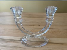 Glass Double Candlestick Holder