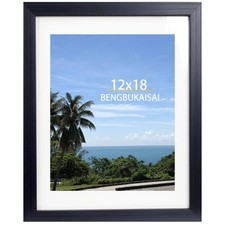 12x18 Picture Frame, Display Pictures 11x17 with Mat or 12x18 Without Mat, Wa...