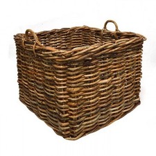 Fireside Square XXL Log Basket Wicker Rattan Stove Wood Toy Storage - Brown