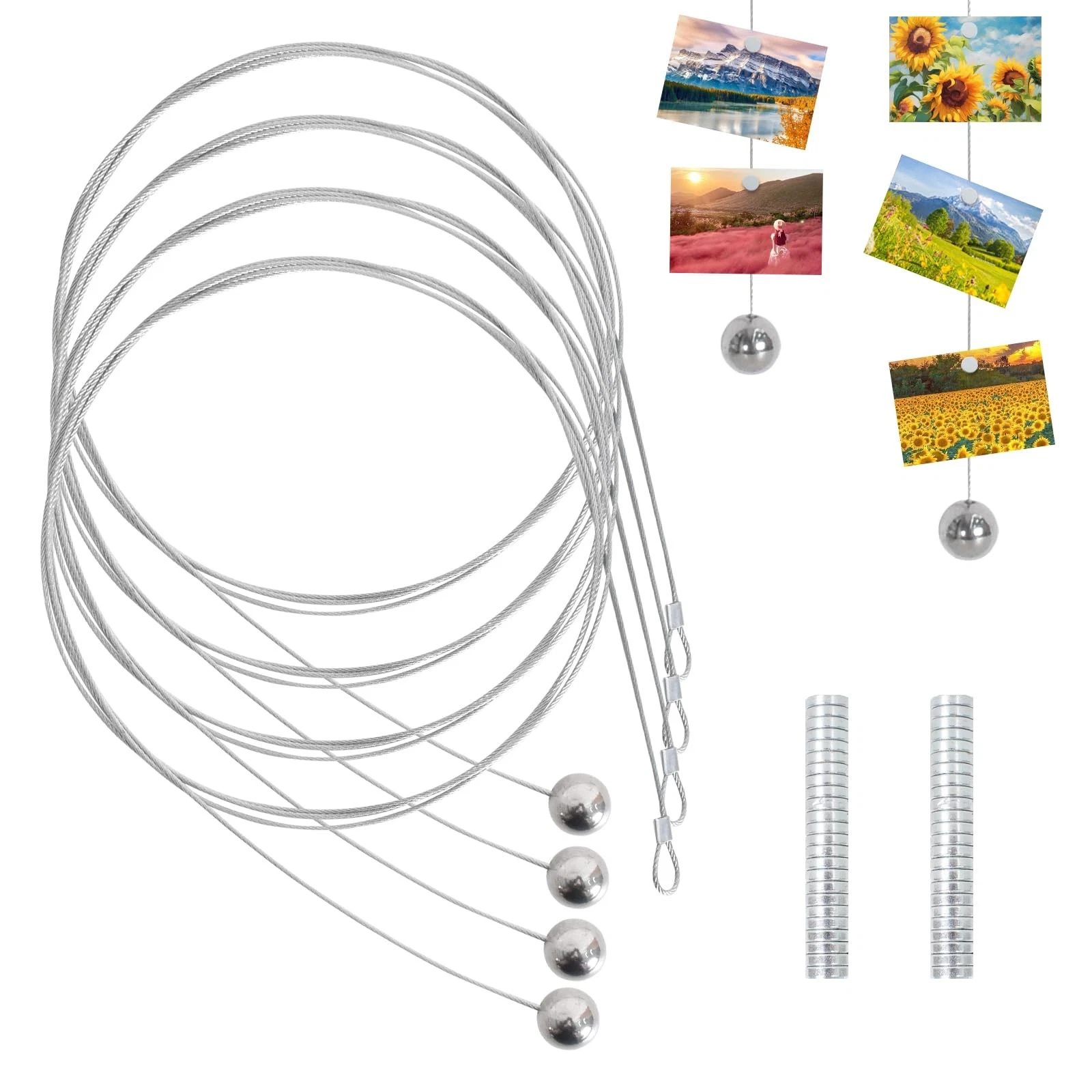 4-piece photo steel cable wire to hang photos photo steel cable with 4...