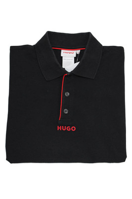 HUGO Boys Cotton Collared Short Sleeve Polo Shirt Black Size 14