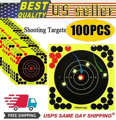 MALLOUTDOOR1 100x 8" Shooting Target Rifle Gun Adhesive Stick Paper Reactive Practice Range