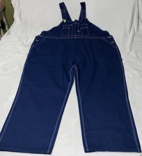 Big Smith Carpenter Farm Work Denim Bib Overalls Blue Men's Size 58 x 30