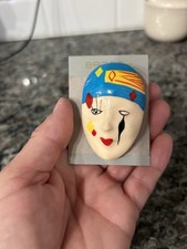 Prendedor facial vintage arlequín como cara bonita broche prendedor