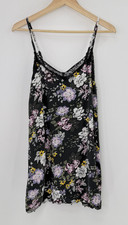 Wild Fable Dress Black Floral Lace Trim Slip Mini Nightie Camisole Sz Sm Boho