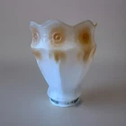 Art  Deco Vintage Milk Glass Beige Brown Bell Shaped Lamp Shade Light Fixture