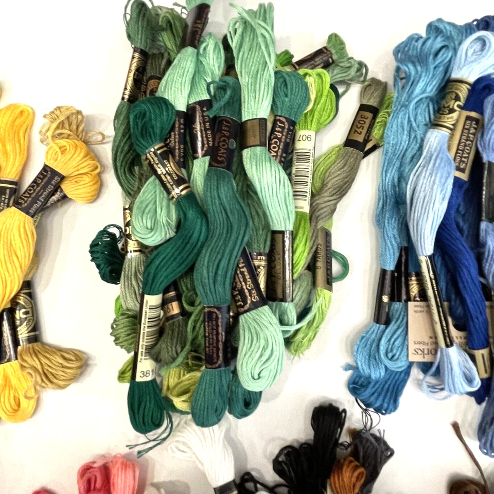 Cotton Embroidery Floss Lot J&P Coats & DMC About 125 Full & Partial Skeins - Image 3 of 4