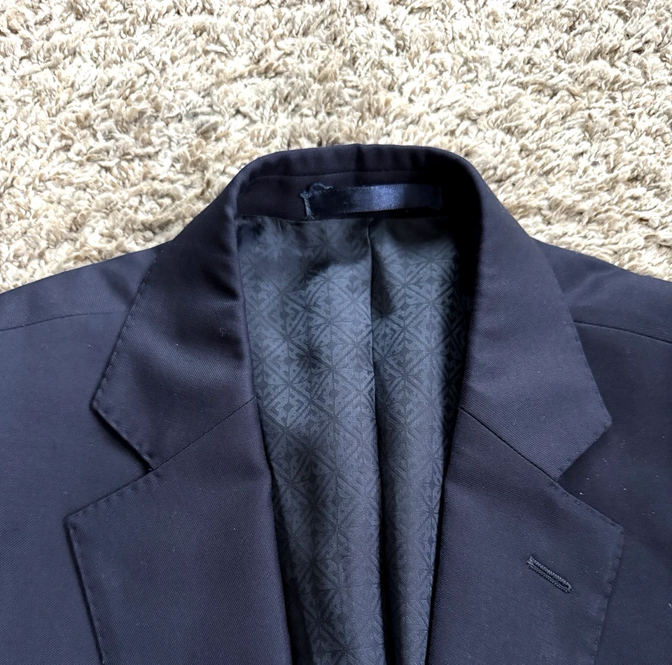 Traje Chaqueta Abrigo Hardy Aimes Savile Row 42R Azul Marino Oscuro Lana Ala Ajuste 2 Botones Foto 4 de 4