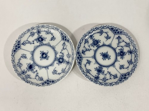 7x Royal Copenhagen Blue Fluted Half Lace 719 Coffee Cups & Saucers Set - Picture 20 of 23