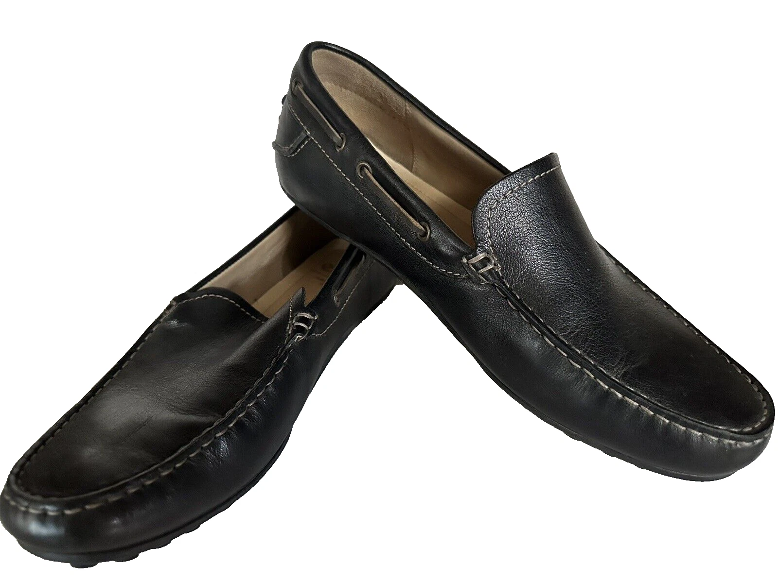 Mocassini Ecco da uomo 44 EU 11 US nera in pelle moc scarpe slip on in pelle