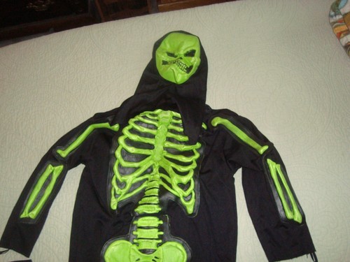 Fun World Brand 6 pc SKELETON Unisex Youth Size 8-10 Halloween Complete Costume - Picture 2 of 5