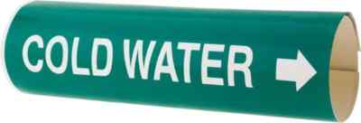 Made in USA Pipe Marker with Cold Water Legend and Arrow Graphic 4-5/8 to 5-7...