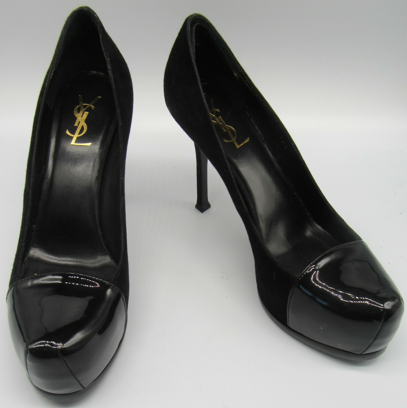 Yves Saint Laurent tacchi plateau in pelle scamosciata nera taglia 39 5
