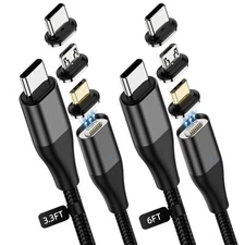 3 In 1 Magnetic Usb C To C Cable Magnet Charging Cable 3.3ft+6.0ft Pd 60w Fast