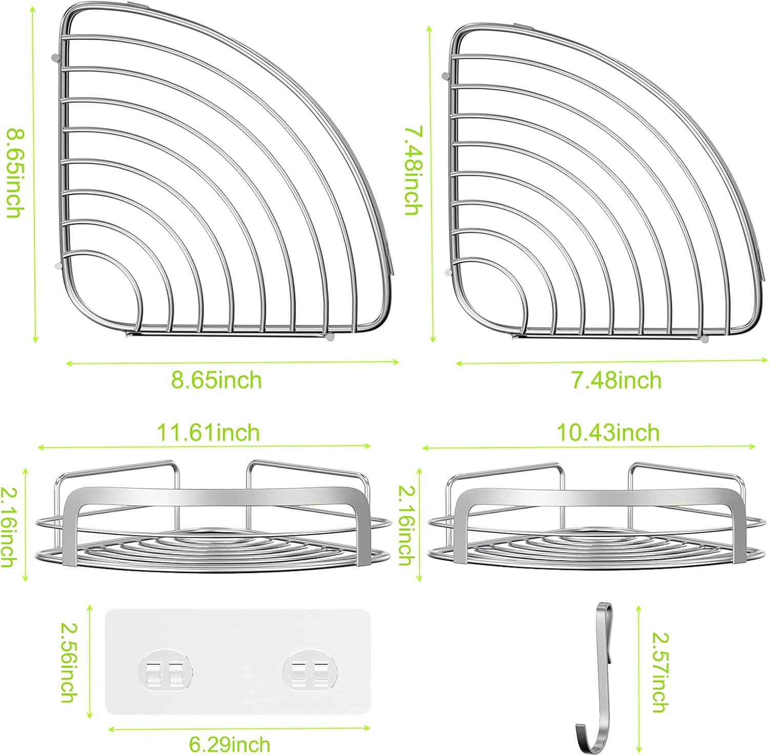 STEUGO 2 Pack Shower Caddy Corner, Bathroom Corner Shower Shelfs, Adhesive Wall 