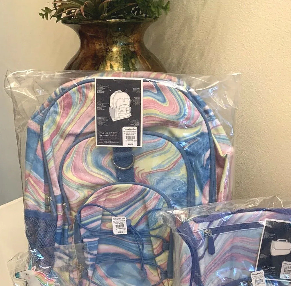 PONY Zaino GRANDE Disney Scuola Pottery Barn + sacco pranzo set principessa arcobaleno ? .