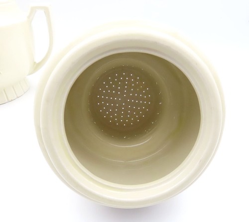 VINTAGE PORCELIER VITRIFIED CHINA 2 PIECE PLUS LID DRIP COFFEE MAKER POT - Picture 5 of 10