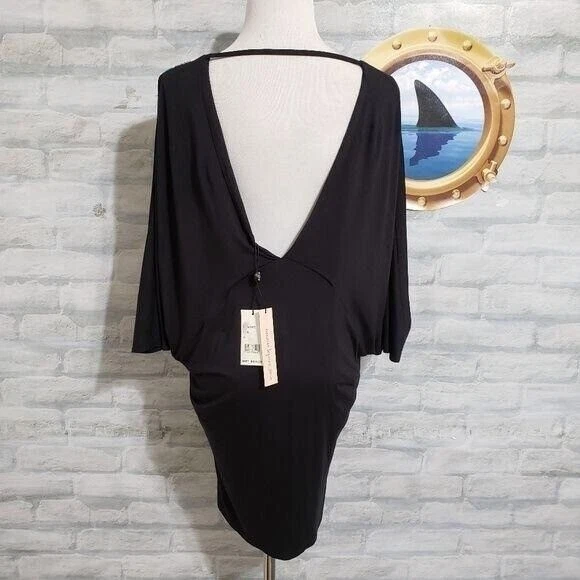 Capa de natação Nanette Lepore feminina preta bordada com miçangas NOVO tamanho P - Imagem 4 de 4