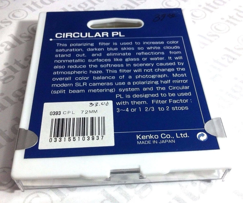 Kenko 72mm CPL CIRCULAR POLARIZER FILTER Pro CPL 72 mm PL-CIR Polar Pola Japan - Image 3 of 3