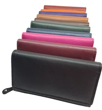 Womens Large RFID Protected High Quality Real Leather Purse Credit Card Holder