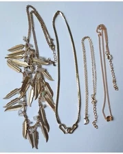Costume Jewellery, Gold tone, 4 x Necklaces, Job lot