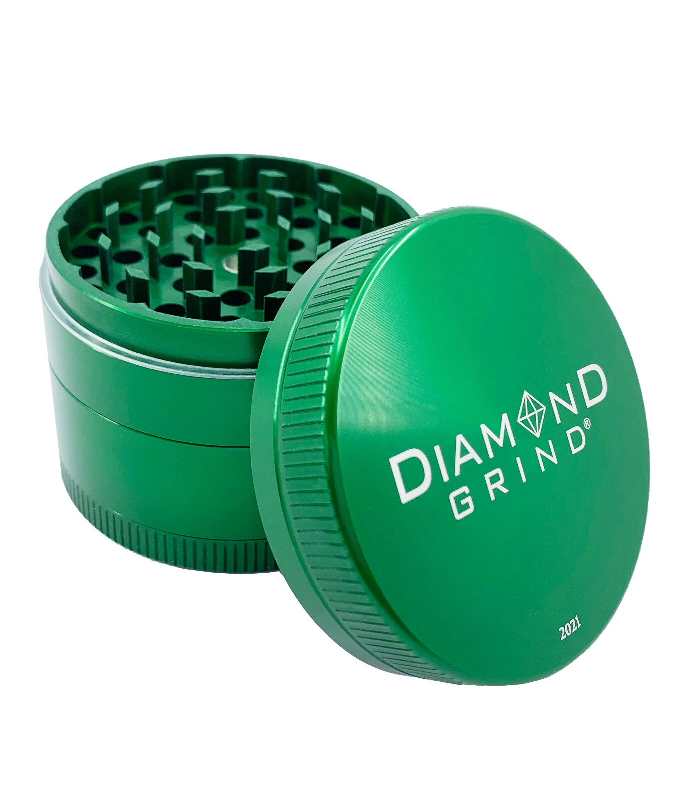 Diamond Grind Spice grinder 56 mm 2.25" GREEN 4 piece with a screen