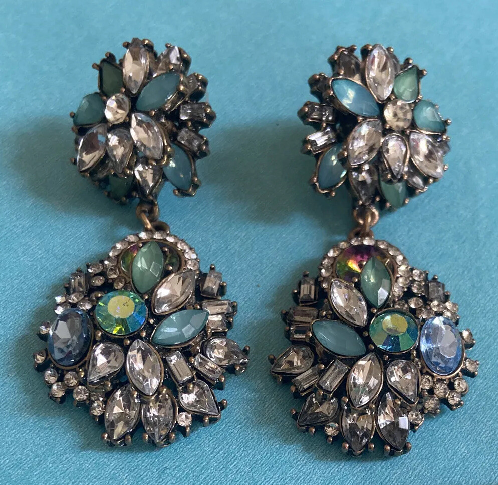 multi layer Rhinestone Floral Dangle Crystal Earr… - image 1