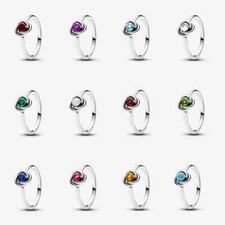 NEW Sterling Silver S925 Rings Beaded 12 Months Birthstone Gemstone Ring Gift