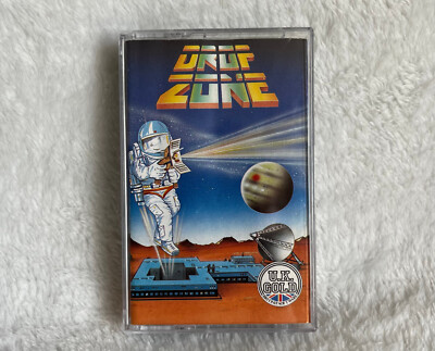 Commodore 64 / 128 CBM C64 Dropzone Spiel, funktioniert, NEUE Hülle, GRATIS Badge / Schlüsselanhänger