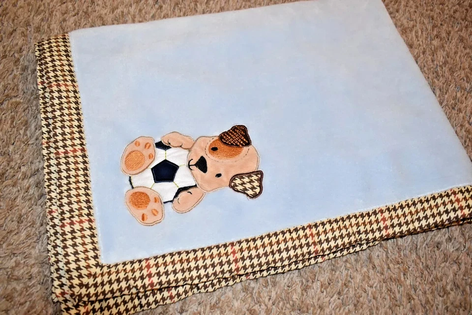 G5 LN 30x40 CORDEROS E HIEDRA Azul Felpa PERRO CACHORRO Pelota de Fútbol Bebé Cuna Manta Lovey Foto 2 de 4