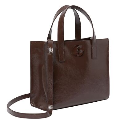 Ted Baker Rouseta Rose Detail Midi Leather Bag Handtasche Brn-Choc dunkelbraun