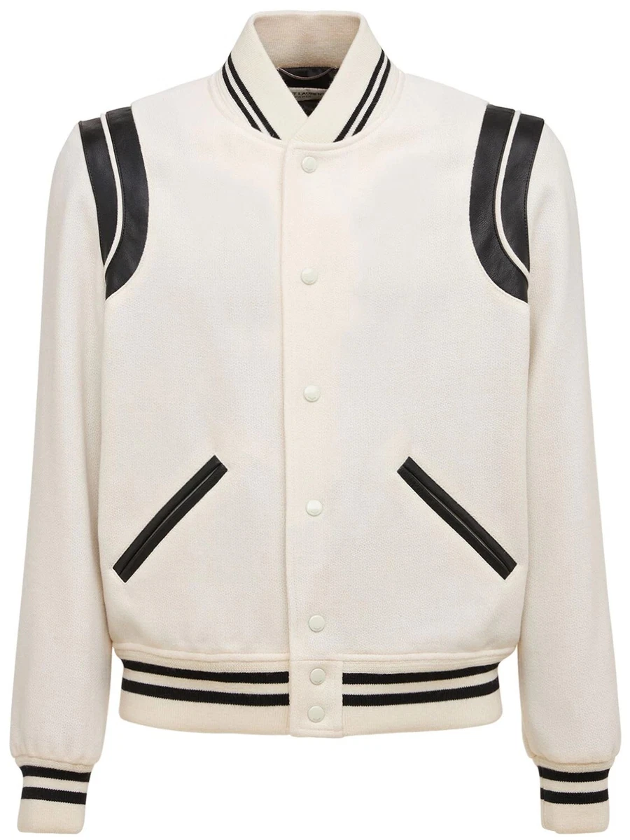 Saint Laurent Teddy Bomber Jacket Off White Size 54