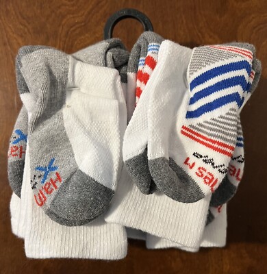 Hanes Premium X-Temp Boys White Crew Socks 5 Pairs Cushioned Size Small 4.5-8.5