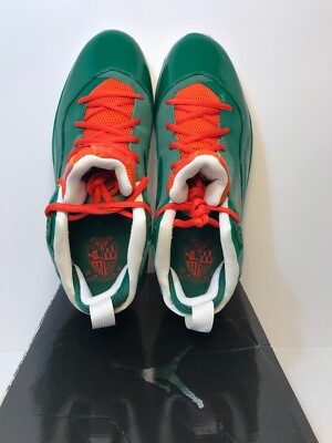 Nike Air Jordan Melo M8 Green/Orange Men Shoes Sz 10 Miami Hurricanes 469786-325 ?Nike Air Jordan Melo M8 Green/Orange Miami Hurricanes  main image 3