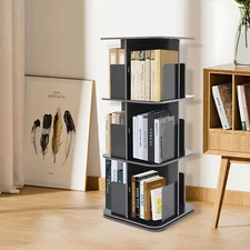 360?? Rotating Bookshelf 3 Tier Standing Bookcase Small Corner Bookcase