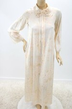 Vintage Miss Elaine Robe Small Housecoat Floral Nylon Long Sleeve Partial Zip