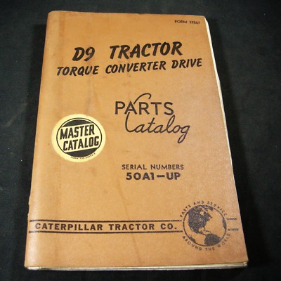 CAT Caterpillar D9 Tractor Dozer Torque Converter Drive Parts Manual 50A1-Up 