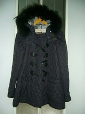 Burberry Jacke Dufflecoat Mantel schwarz mit Pelz