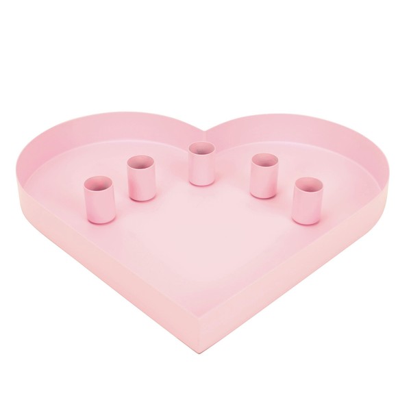 Deko Tablett Herz - Kerzenhalter, KerzenstäNder Magnetisch FüR Stabkerzen - Rosa-image